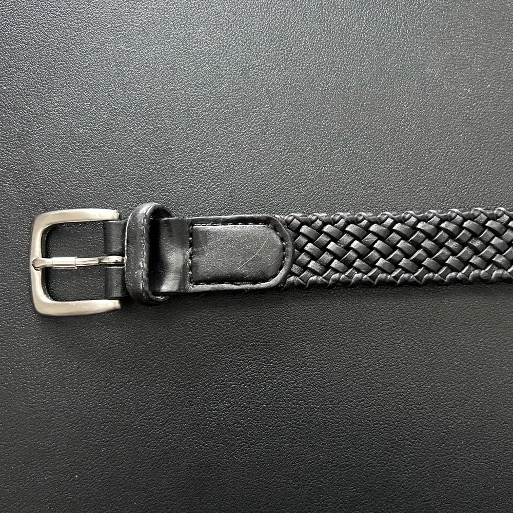 Vintage Talbots Black Braided Leather Belt Men/Women SZ XS